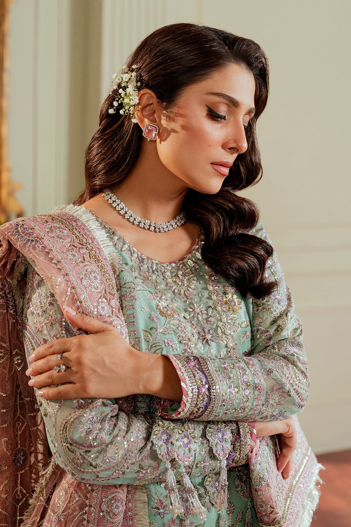 Baroque Zari Net Unstitched Emb Suit - ZÉVA