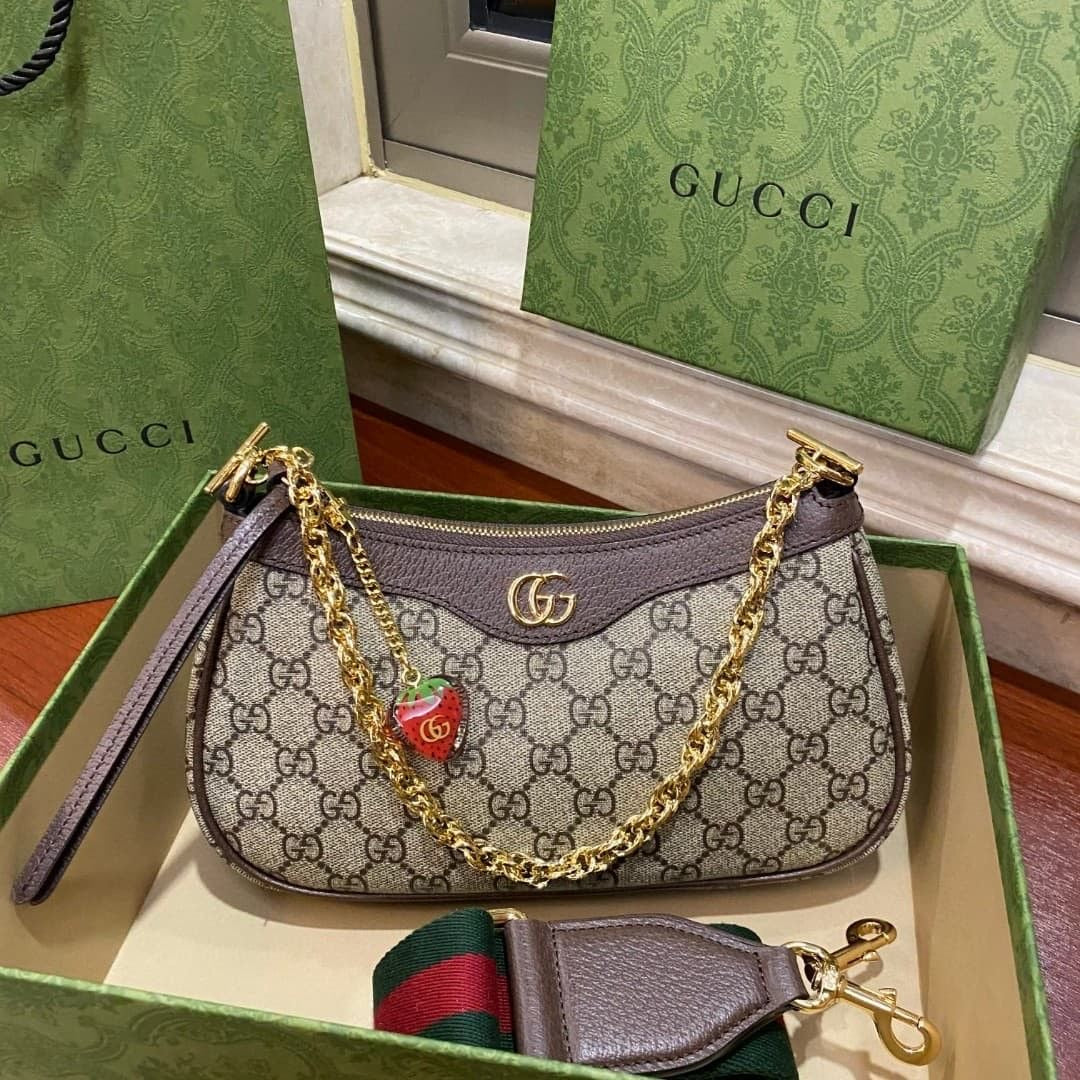 Gucci GG Supreme Monogram Small Ophidia Hobo Bag
with Brand Box