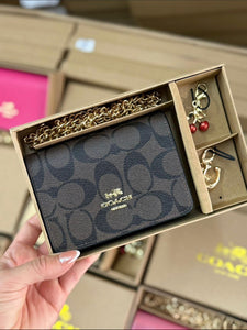 Coach Wallet with Chain and Keychains