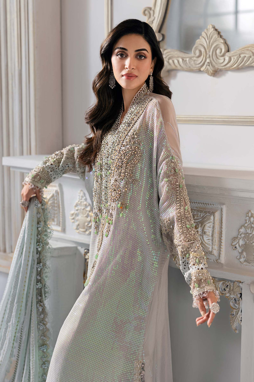 Maria B.Unstitched Embroidered Chiffon Suit - ZÉVA