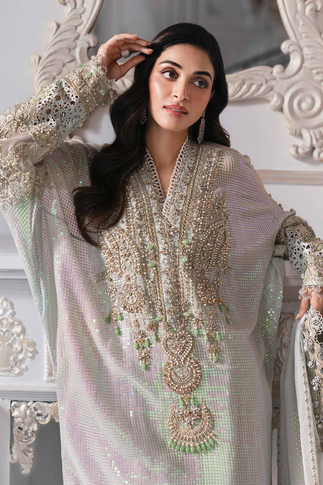 Maria B.Unstitched Embroidered Chiffon Suit - ZÉVA