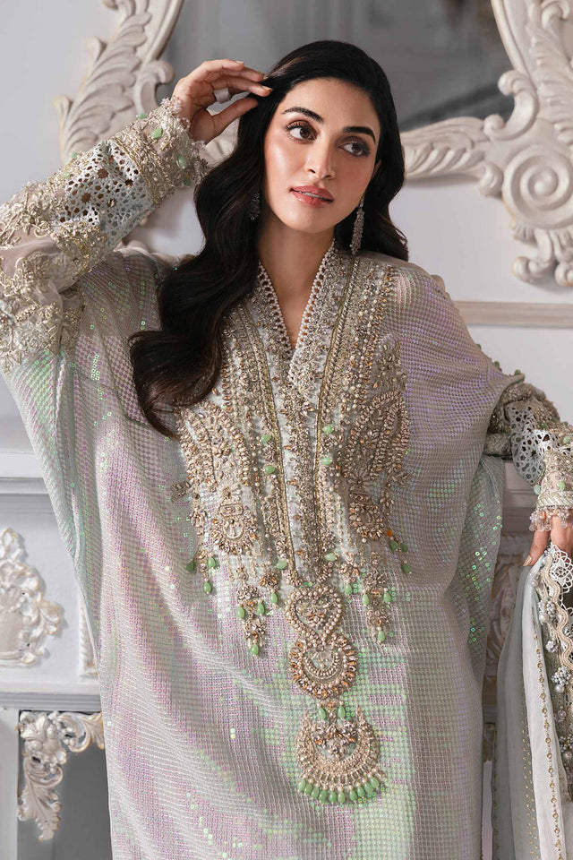 Maria B.Unstitched Embroidered Chiffon Suit - ZÉVA