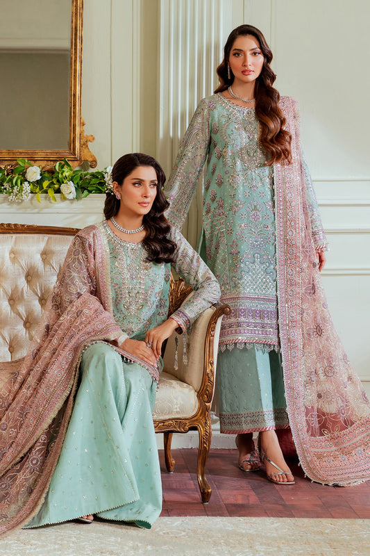 Baroque Zari Net Unstitched Emb Suit - ZÉVA