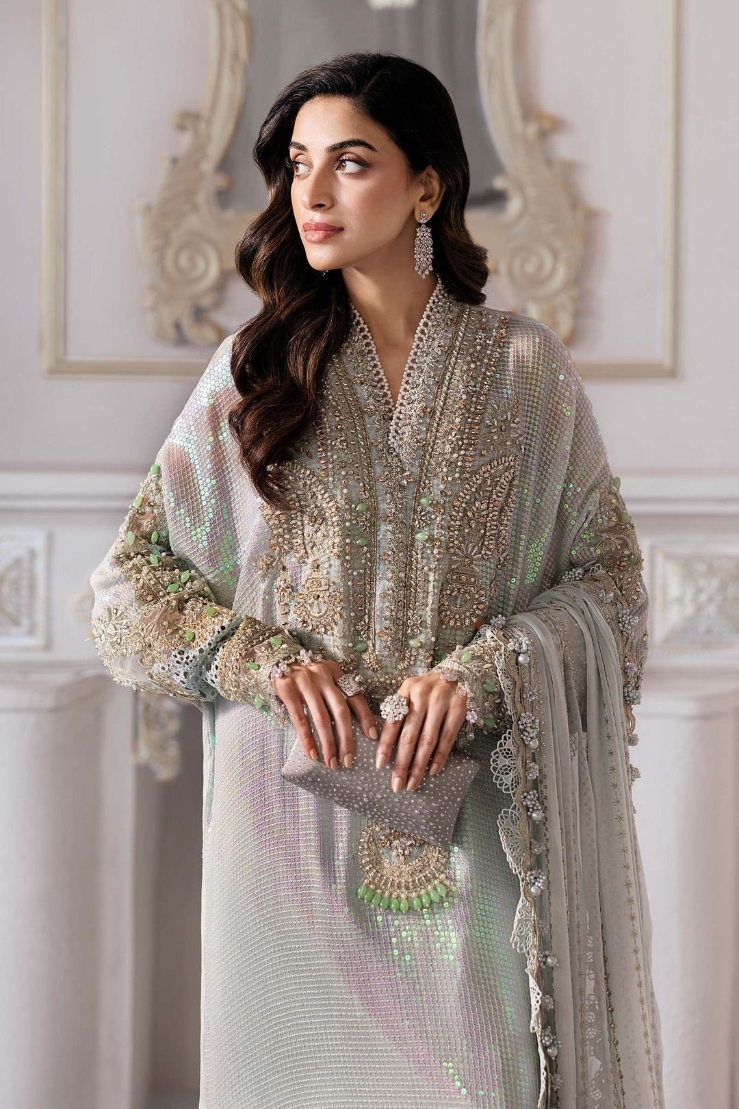 Maria B.Unstitched Embroidered Chiffon Suit - ZÉVA