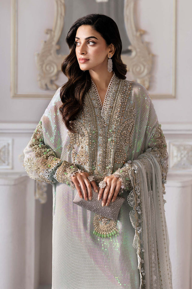 Maria B.Unstitched Embroidered Chiffon Suit - ZÉVA