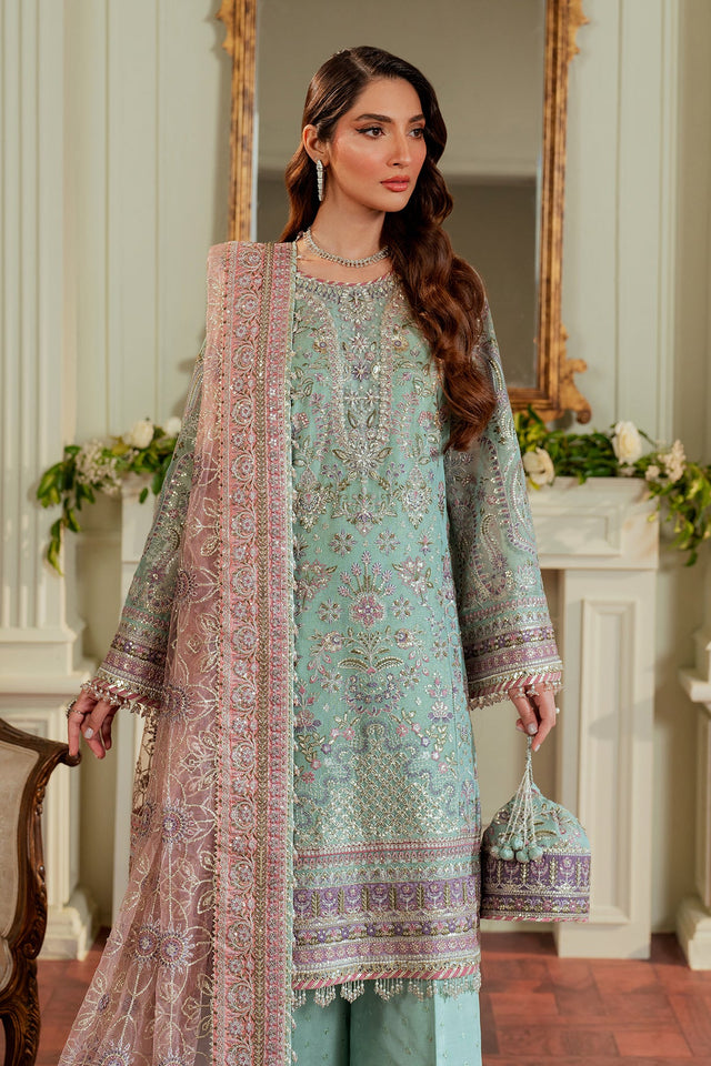 Baroque Zari Net Unstitched Emb Suit - ZÉVA
