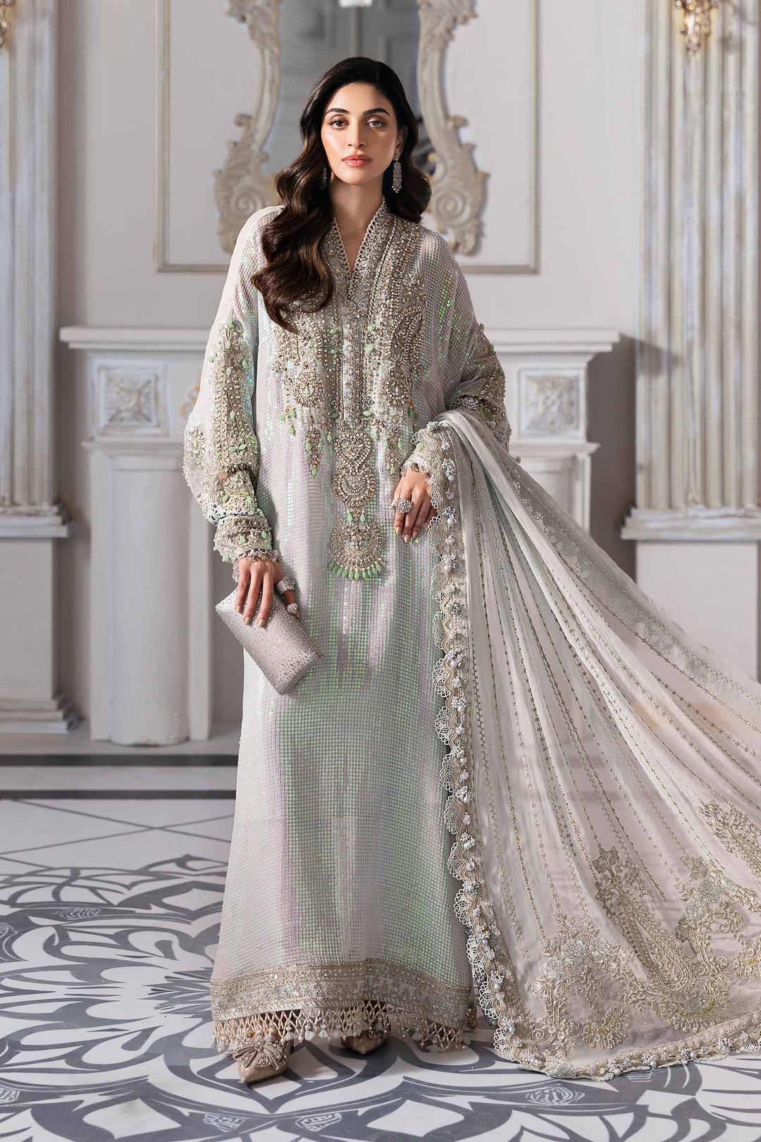 Maria B.Unstitched Embroidered Chiffon Suit - ZÉVA