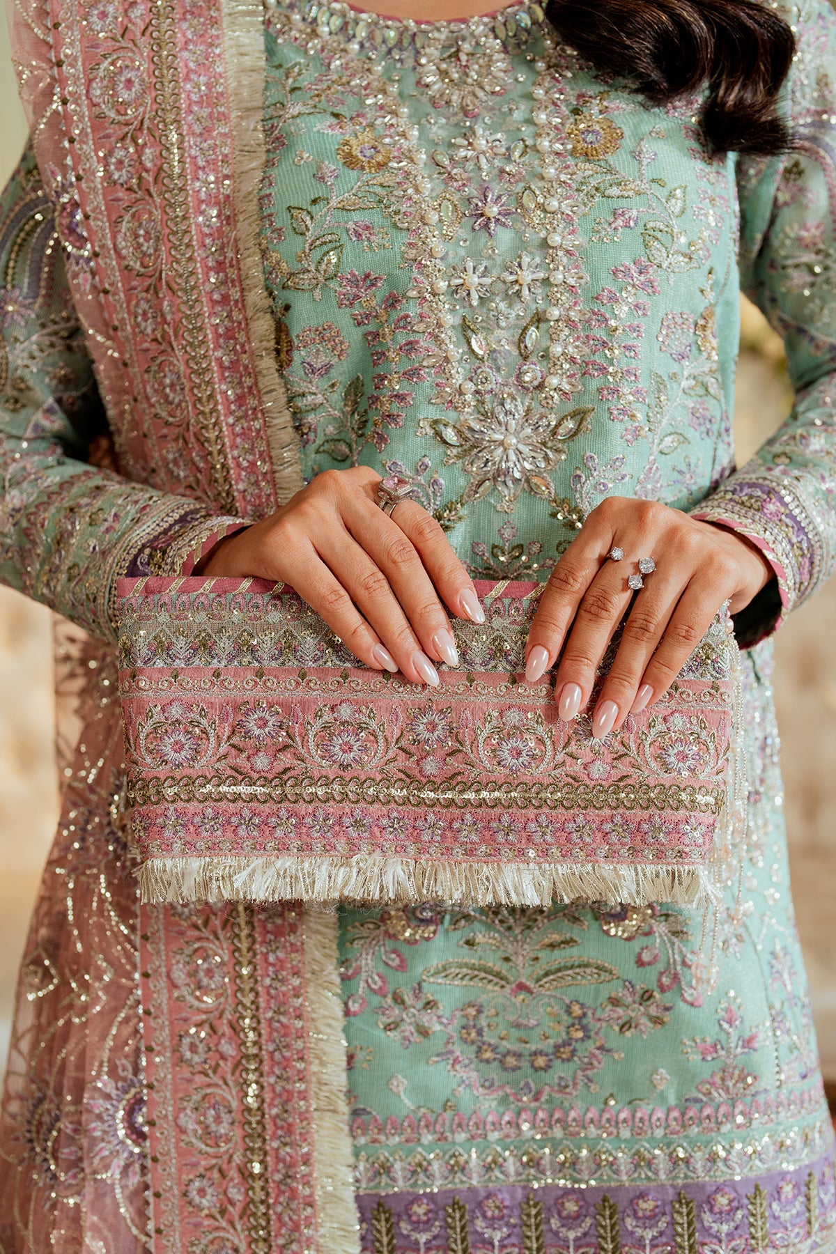 Baroque Zari Net Unstitched Emb Suit - ZÉVA