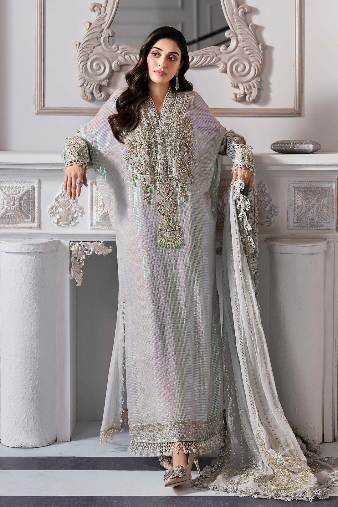 Maria B.Unstitched Embroidered Chiffon Suit - ZÉVA