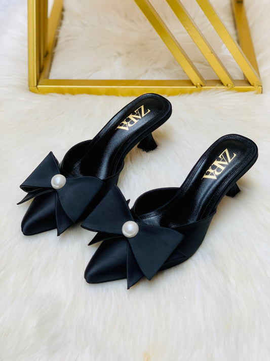 Zara bow pearl heels with box
