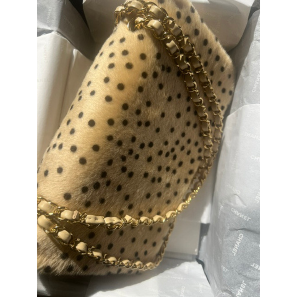 Chanel Cheetah Print Medium Classic Flap Bag in Beige Calf Hair