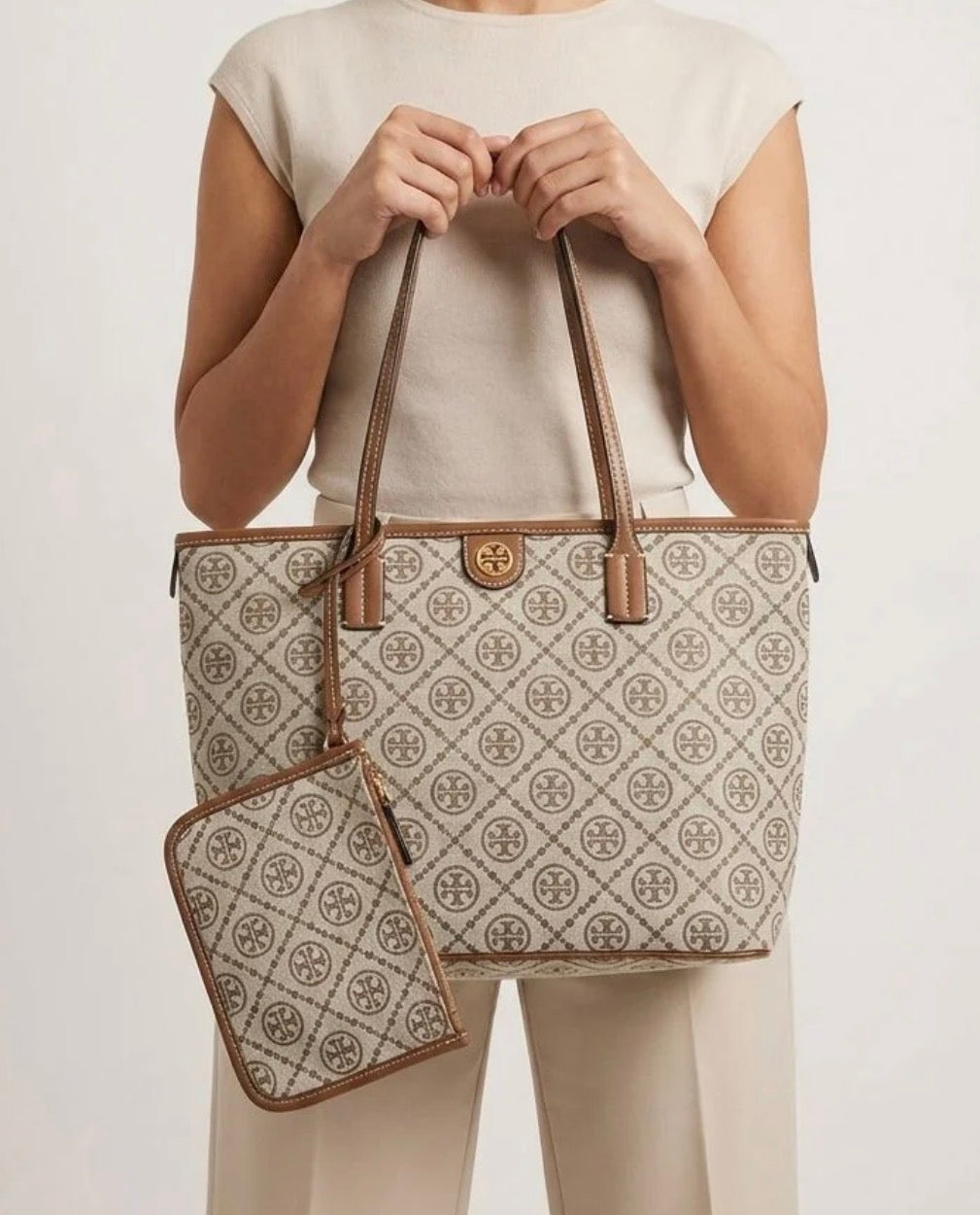 Tory Burch T Monogram Zip Tote with Pouch