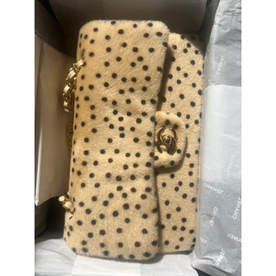 Chanel Cheetah Print Medium Classic Flap Bag in Beige Calf Hair