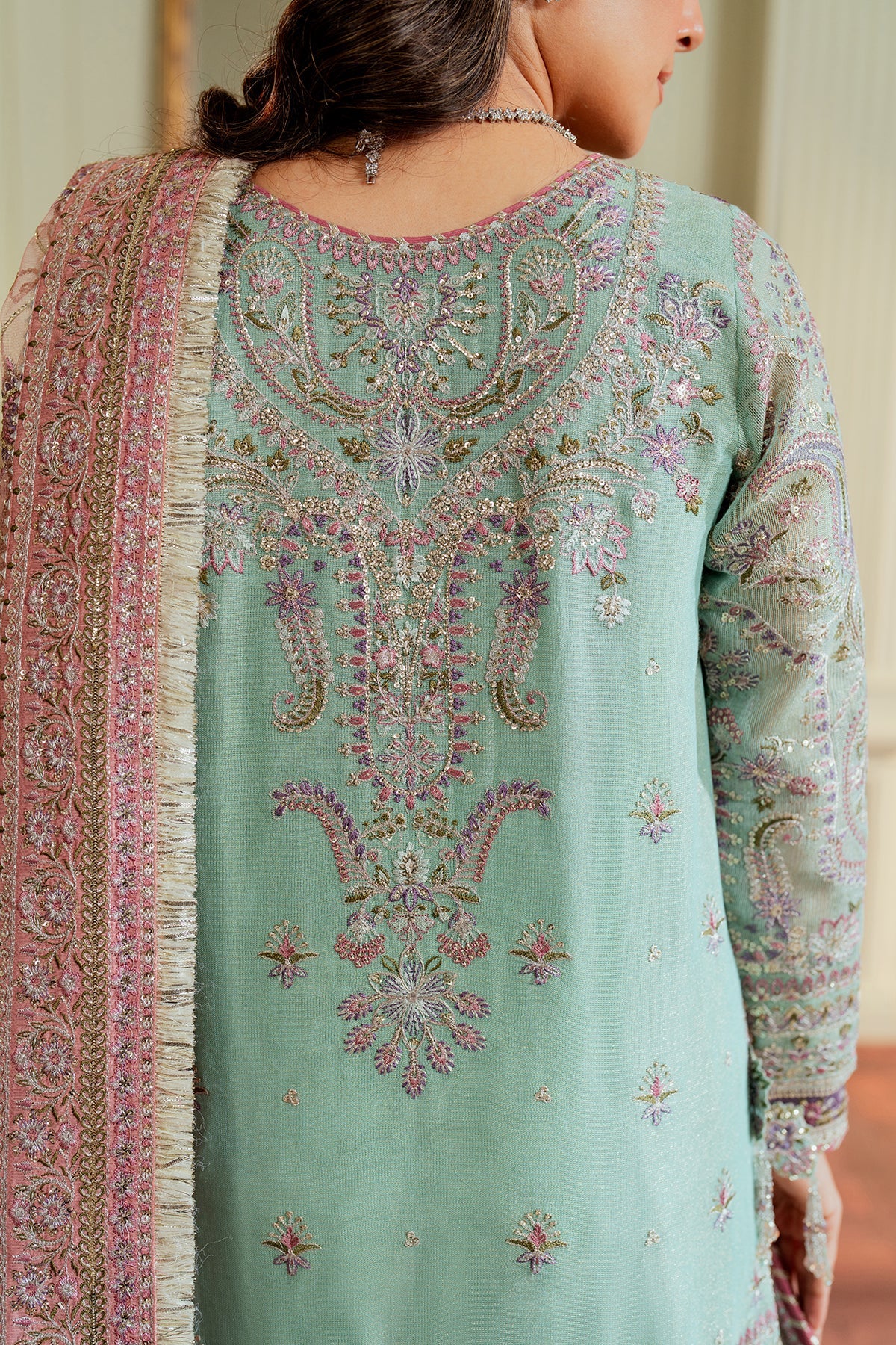 Baroque Zari Net Unstitched Emb Suit - ZÉVA