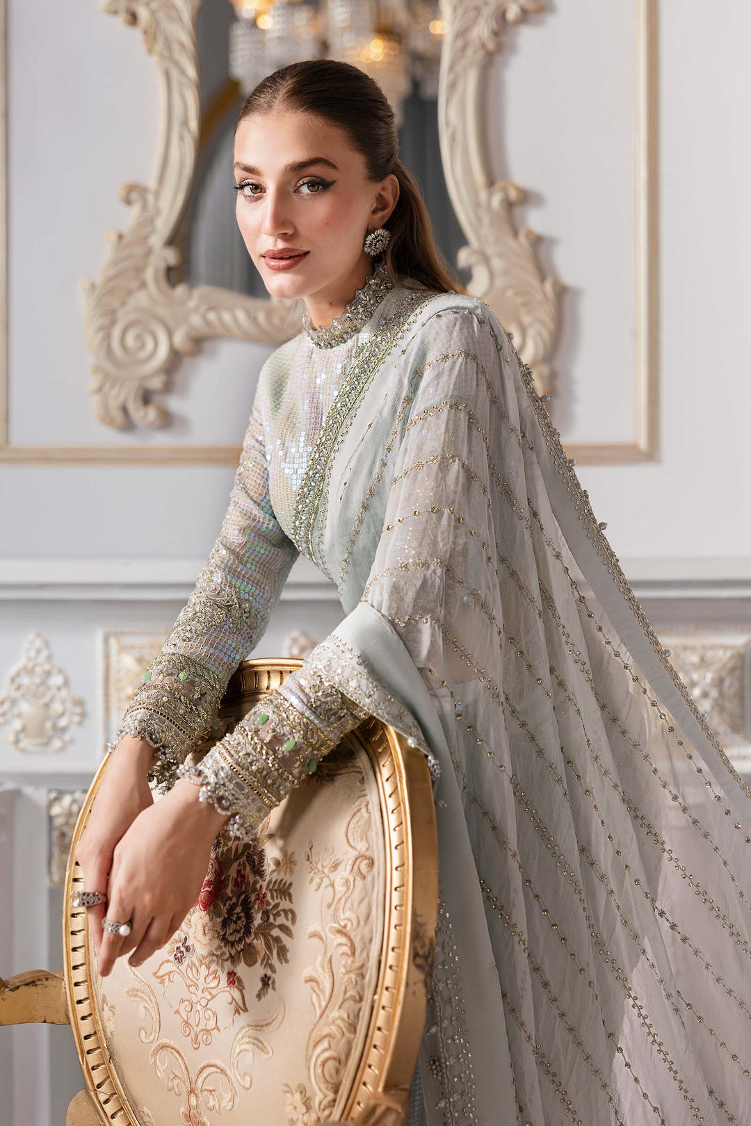 Maria B.Unstitched Embroidered Chiffon Suit - ZÉVA