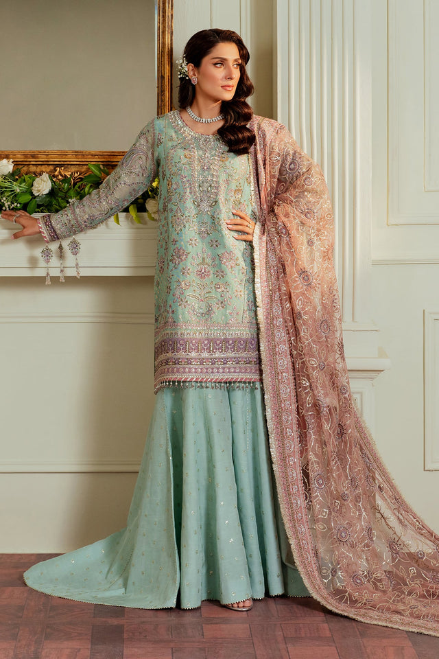 Baroque Zari Net Unstitched Emb Suit - ZÉVA