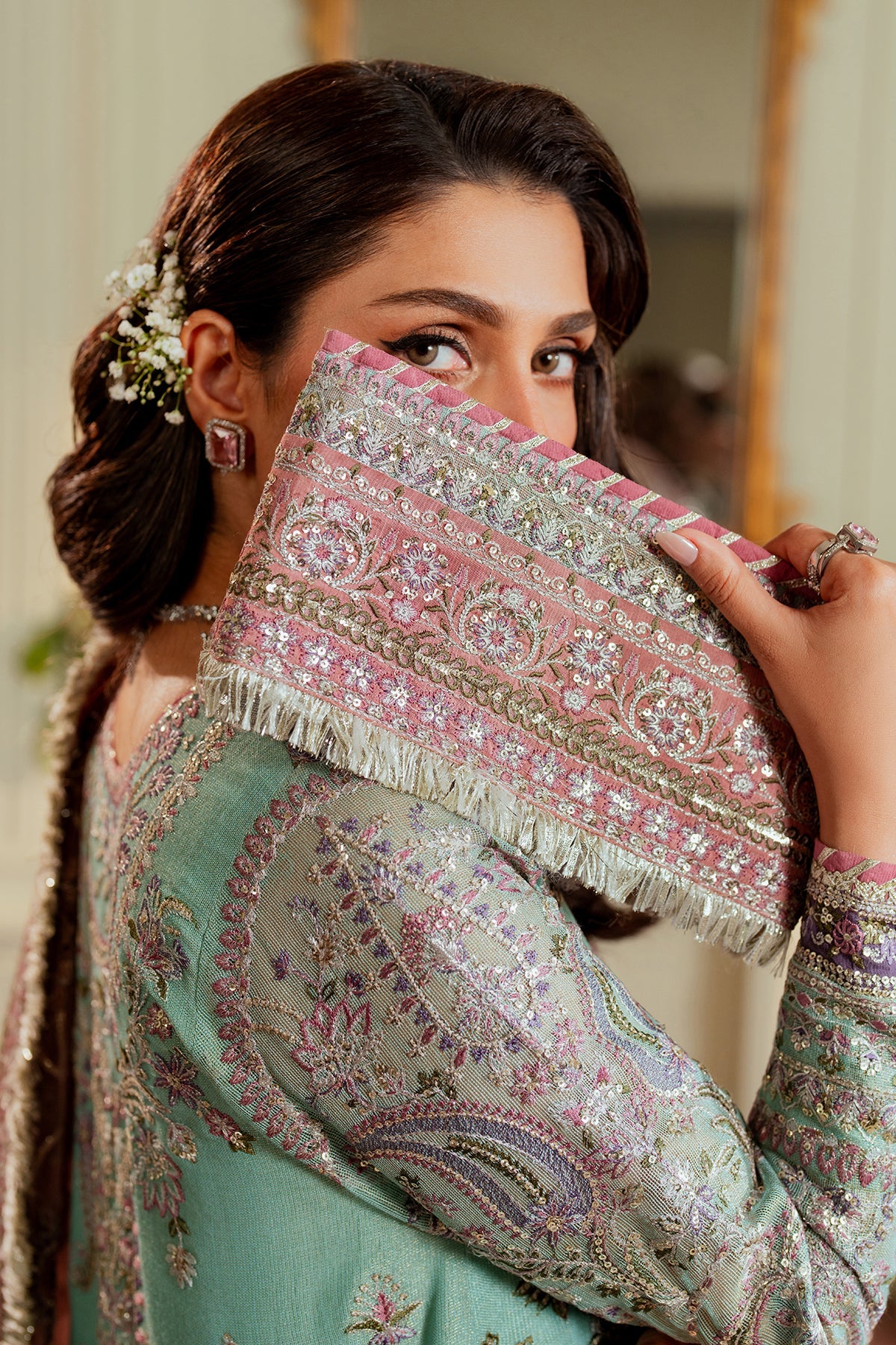 Baroque Zari Net Unstitched Emb Suit - ZÉVA