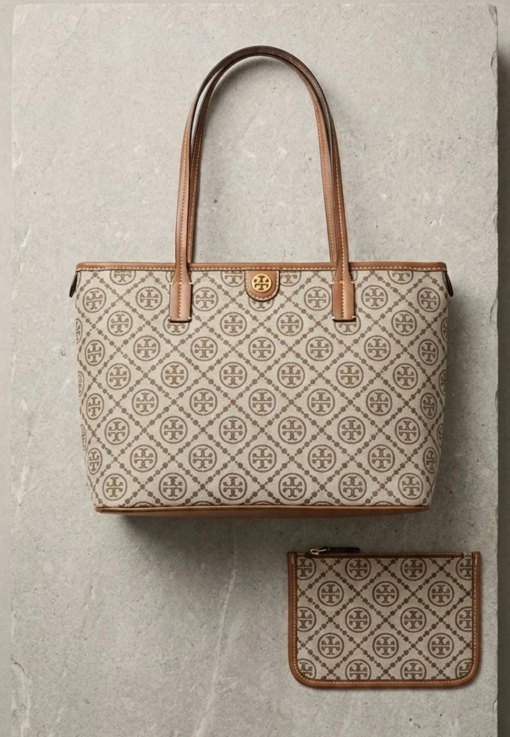 Tory Burch T Monogram Zip Tote with Pouch