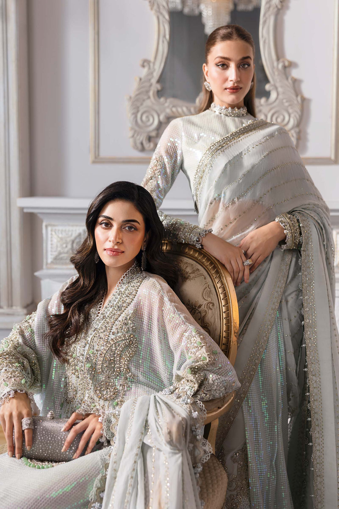 Maria B.Unstitched Embroidered Chiffon Suit - ZÉVA