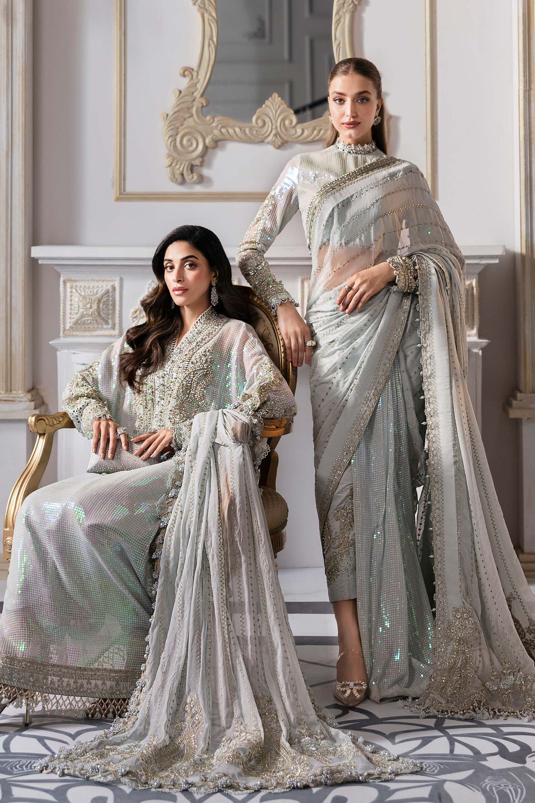 Maria B.Unstitched Embroidered Chiffon Suit - ZÉVA