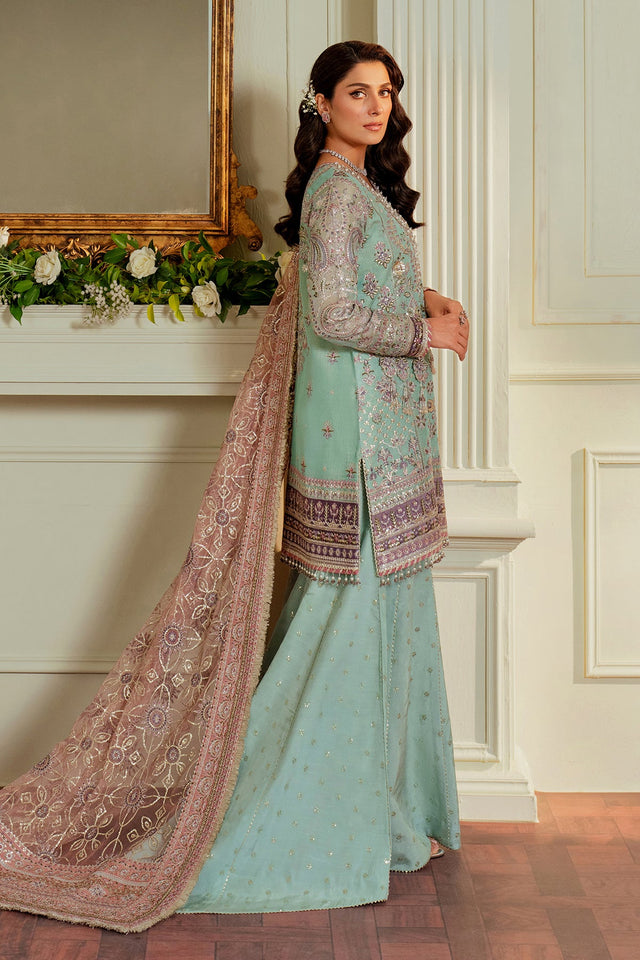 Baroque Zari Net Unstitched Emb Suit - ZÉVA