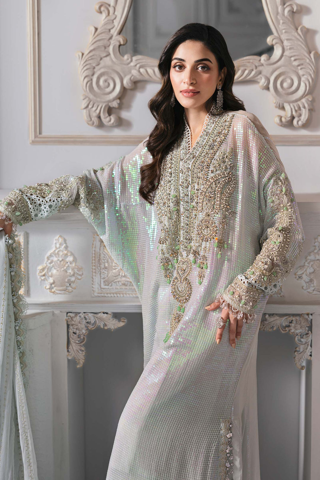 Maria B.Unstitched Embroidered Chiffon Suit - ZÉVA