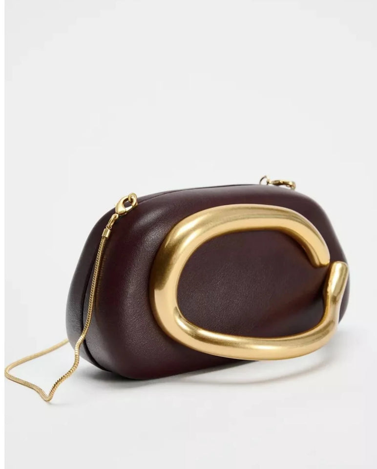Zara Clutch in Burgundy with Brand Box