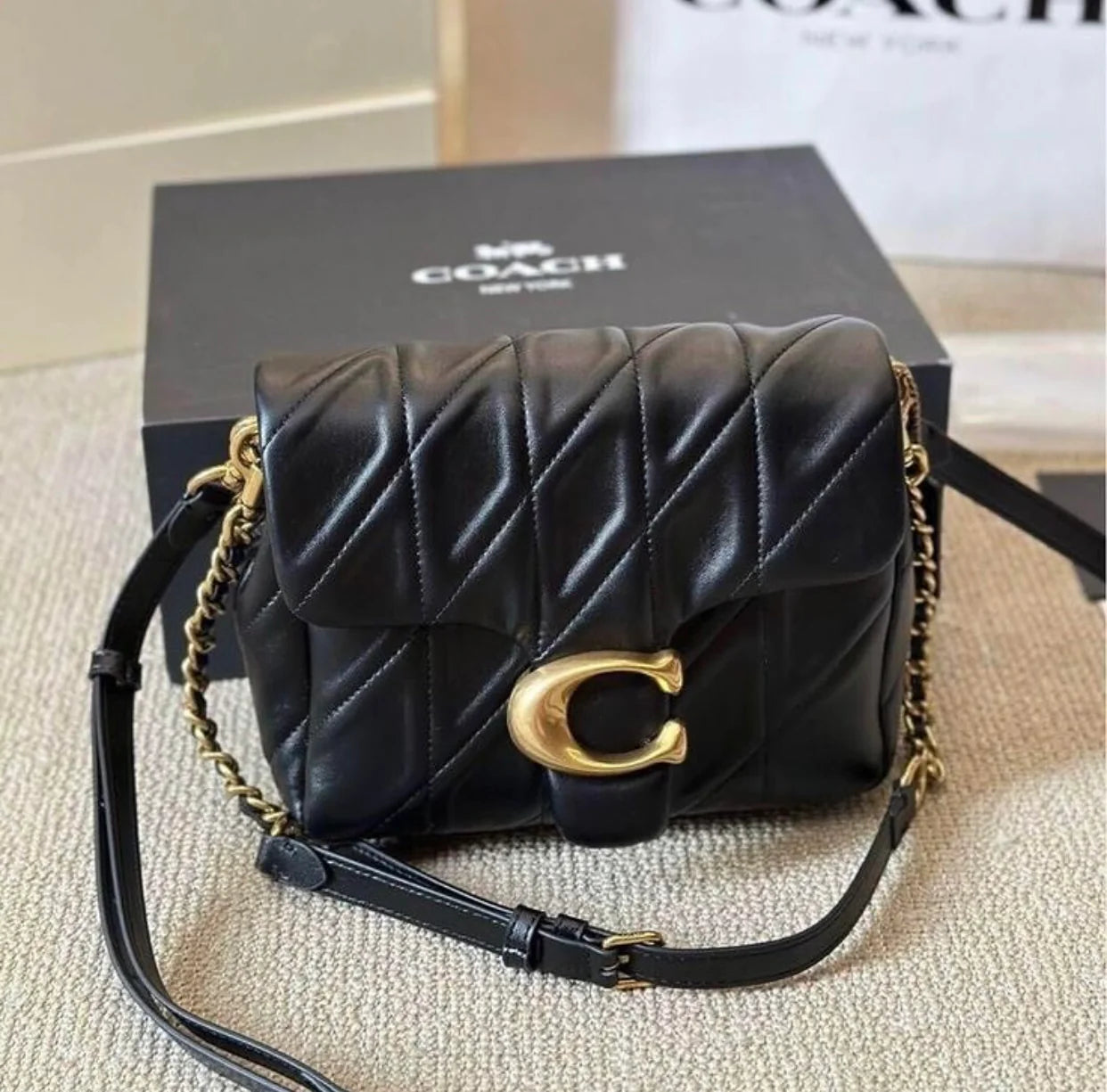 COACH Time square Quilted Tabby 17 with brand Box