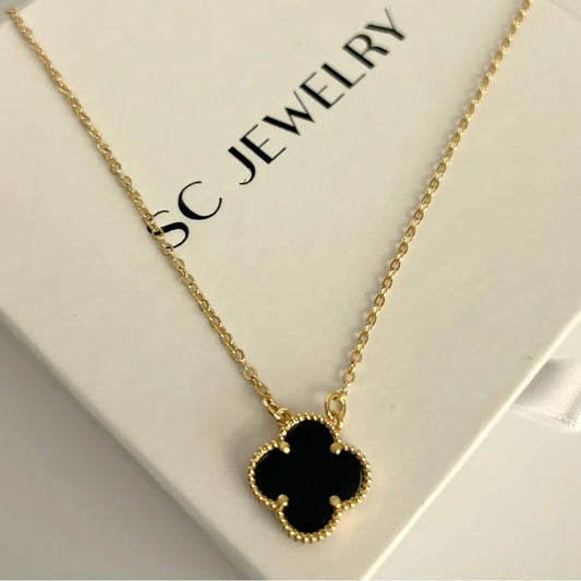 Black Clover Pendant with Gold Chain