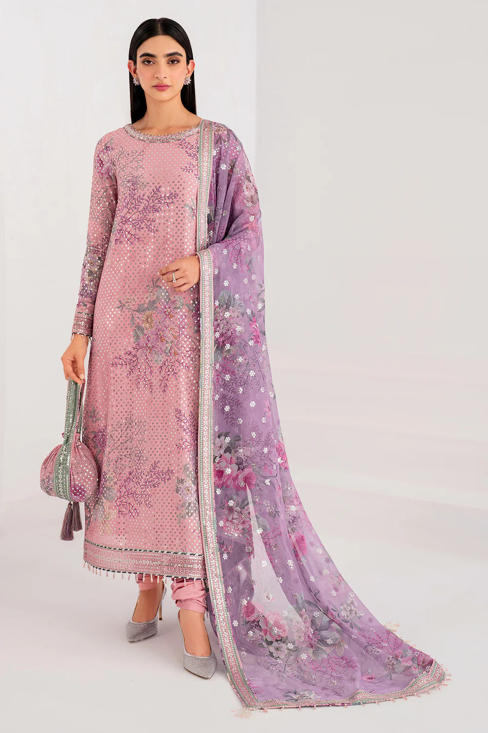 Jazmin Pink Chiffon Suit - ZÉVA