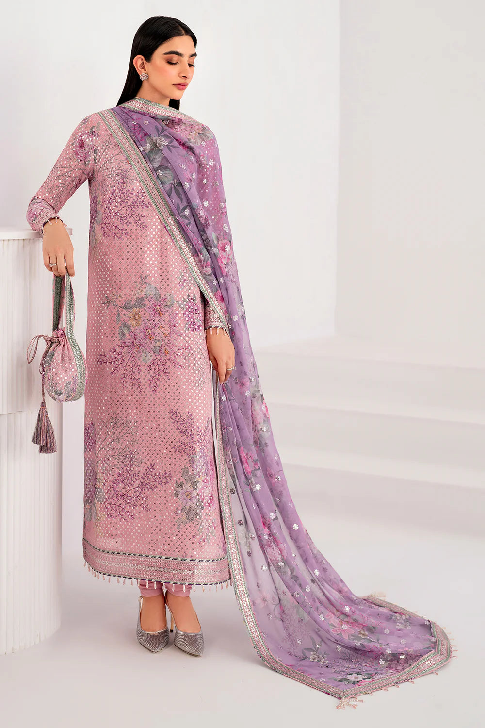 Jazmin Pink Chiffon Suit - ZÉVA