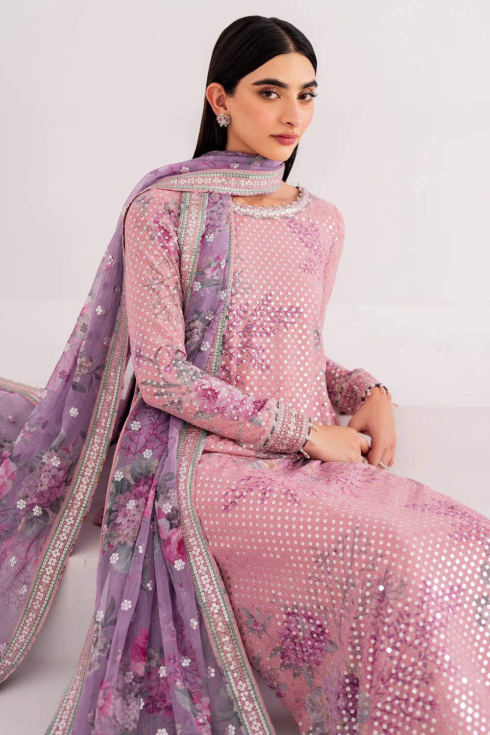 Jazmin Pink Chiffon Suit - ZÉVA