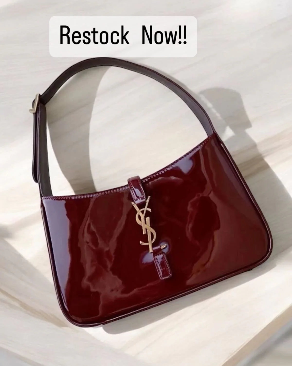 YSL Hobo Leather Patent handbag with Brand Box